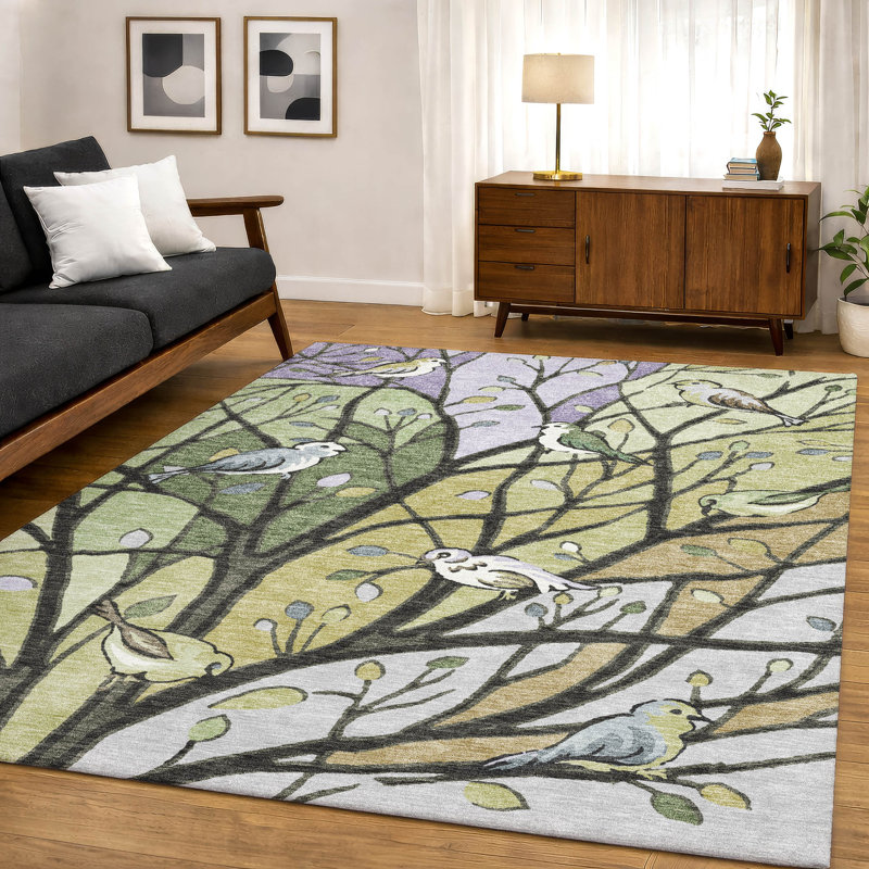 Tapis botanique de qualité supérieure lavable à la machine Mayfield AMF2336, Aloès, 3 pi x 5 pi