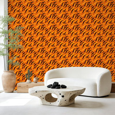 Papier peint adhésif pelez et collez, rayures abstraites, tissu zébré, ligne 23,6 po x H 118 po, papier peint auto-adhésif amovible pour les armoires de chambre de bébé