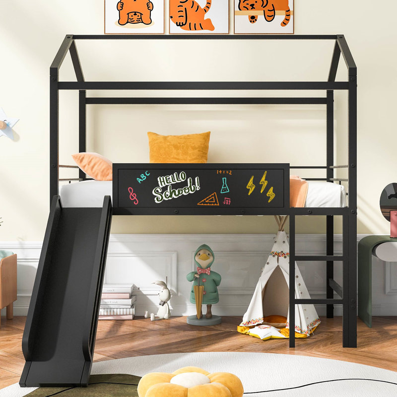 Metal House Bed With Slide