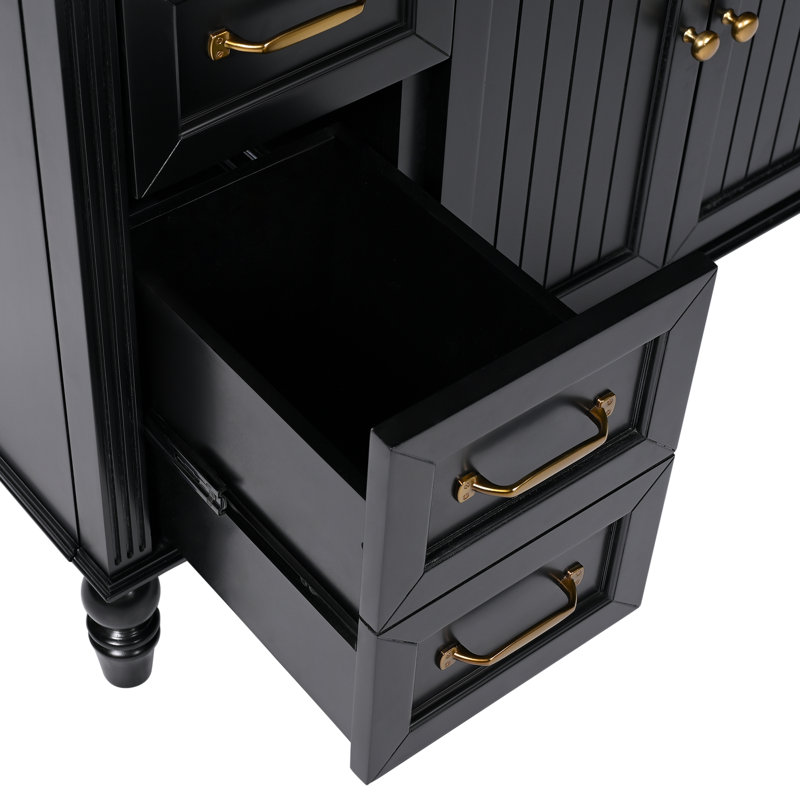 Meuble-lavabo noir avec tiroirs 36 po, Noir