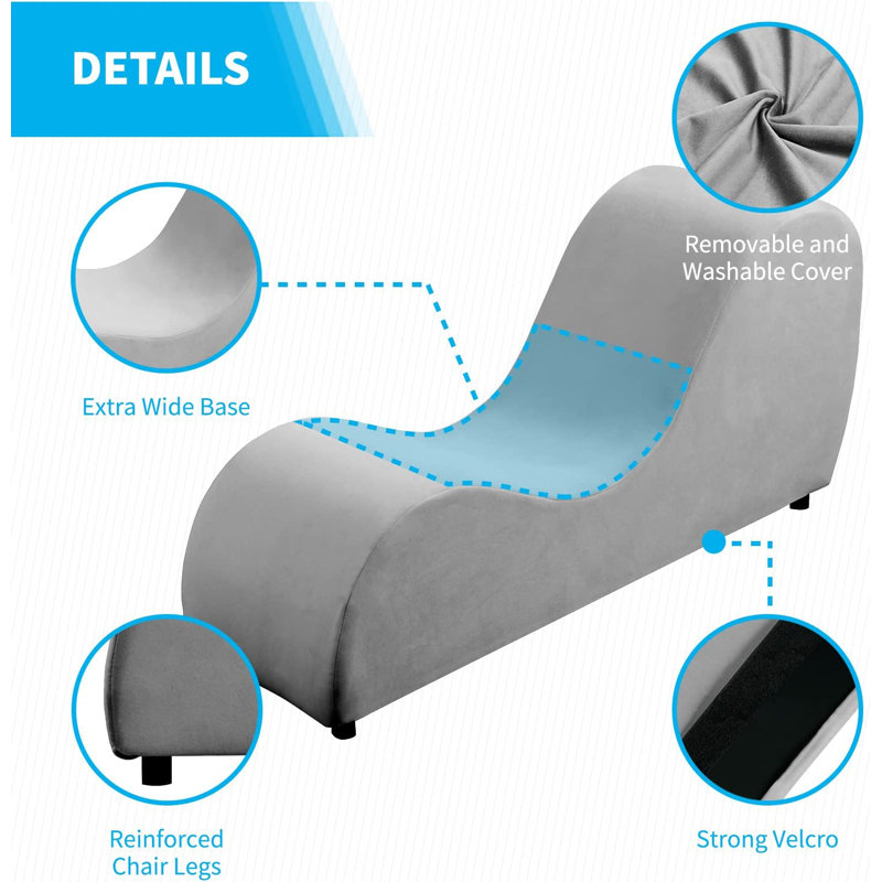 Light Gray Velvet Modern Yoga Chaise Lounge Chair