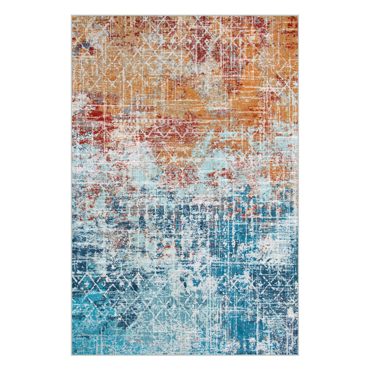 Abstract Tribal Washable Area Rug – Modern Non-Slip Carpet for Living Room, Bedroom & Entryway – Soft & Stain-Resistant Floor Mat