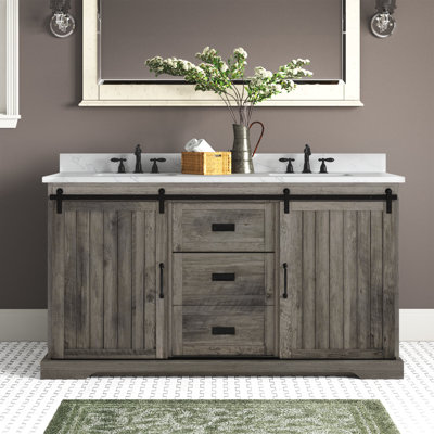 Cayden 60"" Double Bathroom Vanity Set -  Laurel Foundry Modern FarmhouseÂ®, 63C8CE365D24478083D4285B89E78326