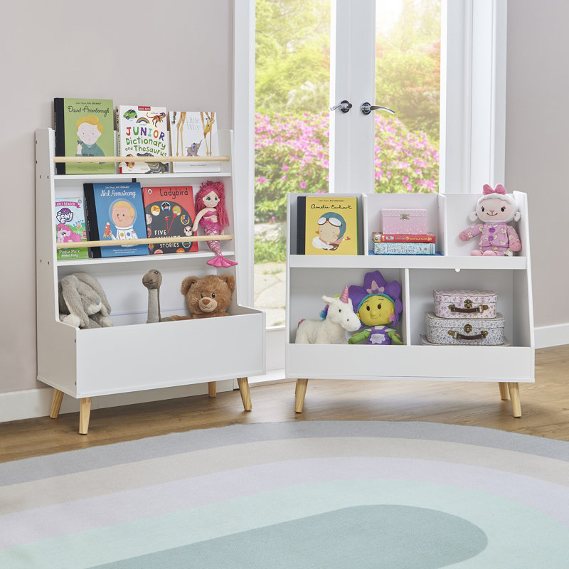 Kids White Bookcase and Toy Storage Cabinet