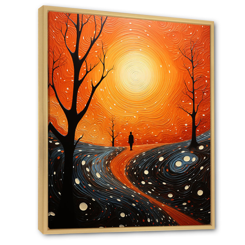 Orangeraie aérienne, pointillisme, salon, art mural, H 44 po x l 34 po x P 1,5 po, Cadre naturel flottant