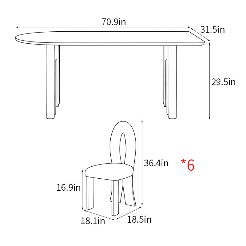 Ensembles de table de salle à manger de style français, H 29,5 po x L 70,9 po x l 31,5 po