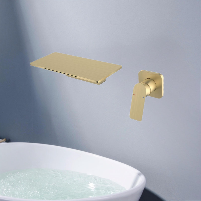Waterfall Bathroom Sink Faucet , Brushed Gold