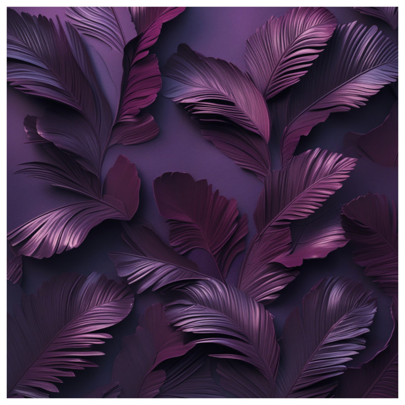 Couvre-lit mauve à feuilles de palmier mauve, Grand lit