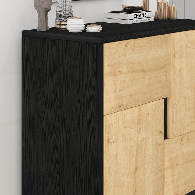 Cosette 2 -Door 4 -Shelf, Beige/Black, Beige/Black
