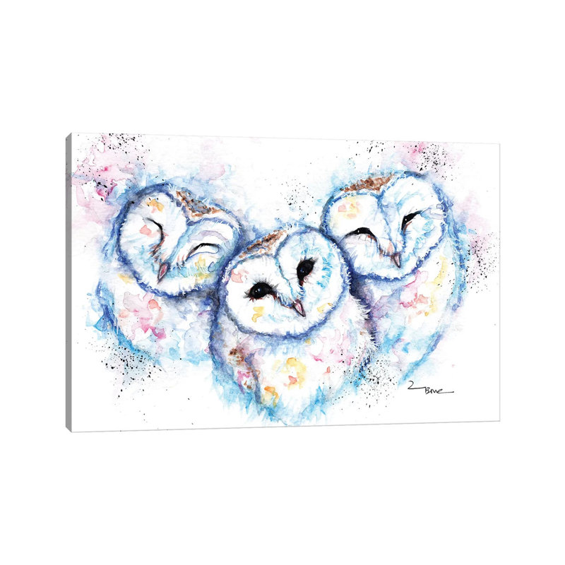 Sleepy Time Owls - Painting on Canvas, Wrapped Canvas, 45.72cm H x 66.04cm W x 3.81cm D