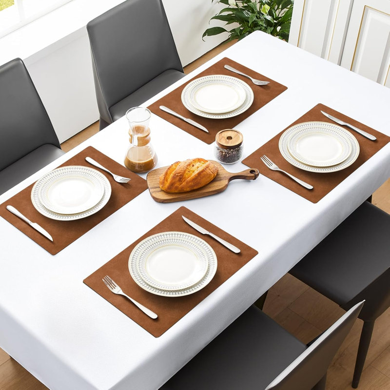 6 napperons de table de salle à manger en polyuréthane réversible imperméables et résistants à la chaleur