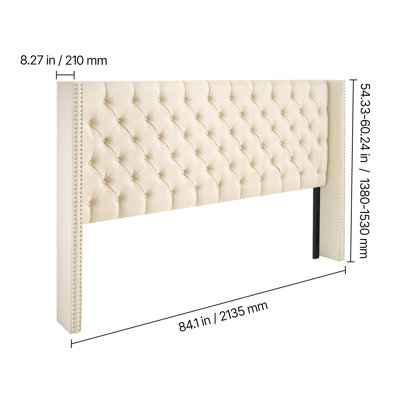 Headboard, King Size Headboard with Adjustable Height, Comfortable Diamond Tufted for King Size Bed, W84.1 x H (54.33-60.24) x D 8.27 in, Ideal for Be by Red Barrel Studio