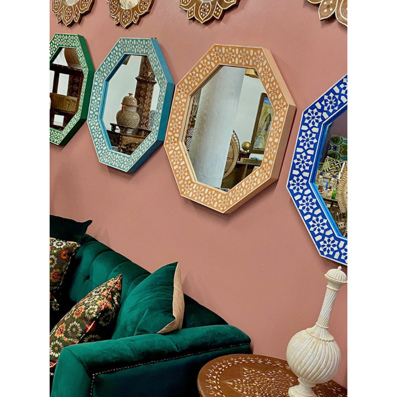 Miroir d'appoint mural octogonal blanc os