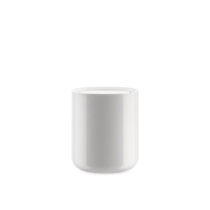 Minimalist White Plastic Bathroom Waste Bin