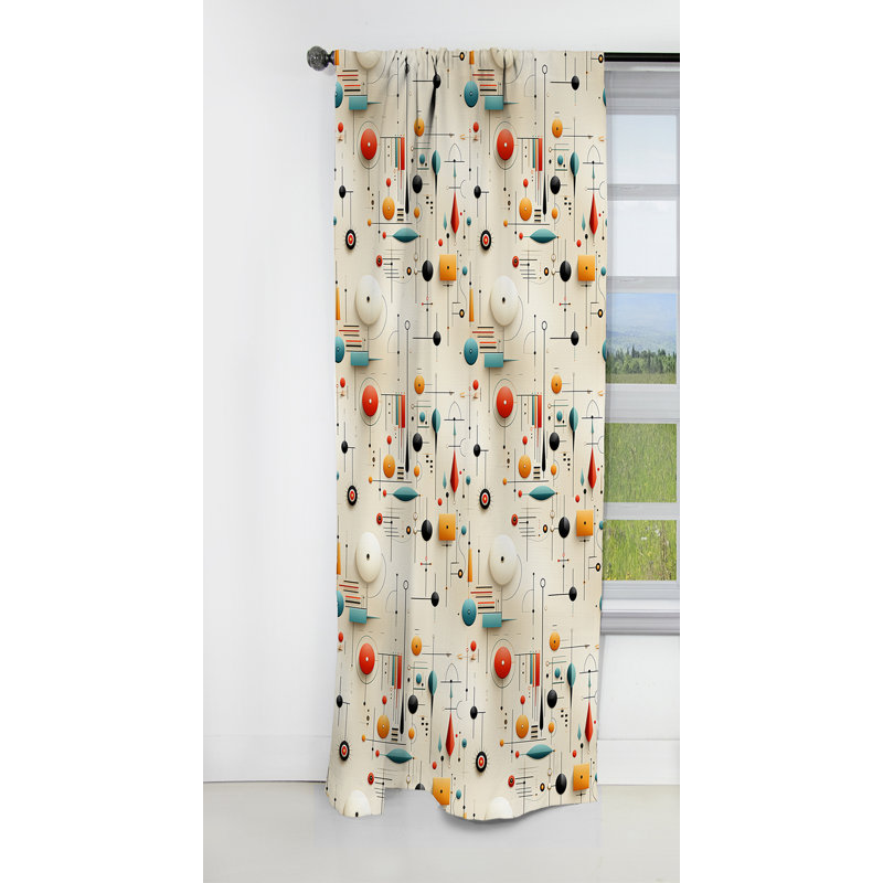 Mcm Graphic Artistry I - Midcentury Curtain - Blackout Geometric Curtain - 1 Panels, 52" W x 95" L