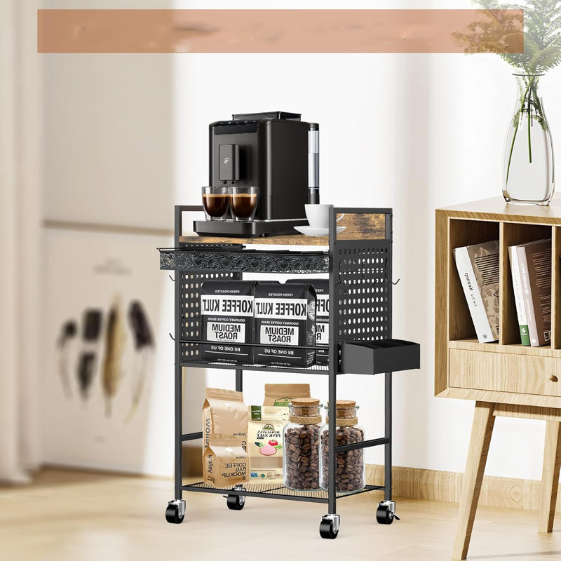Coffee Cart With Lockable Wheels