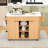 Rolling Fluted Kitchen Island Cart with Drop Leaf, Power Outlet and Adjustable Shelves-1531785321