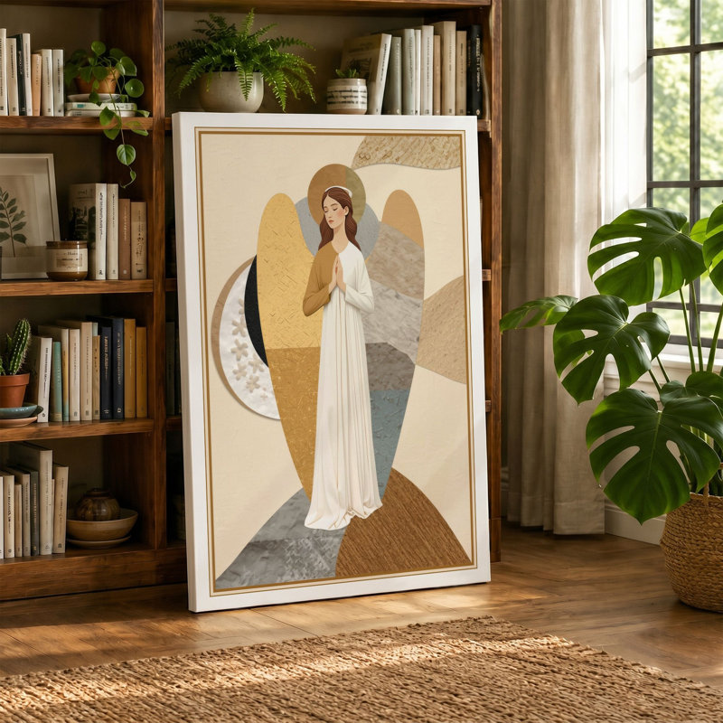 Winged Guardian Art Deco - Wrapped Canvas, 36x24 - 91.4 x 61.0 cm, Terracotta Border