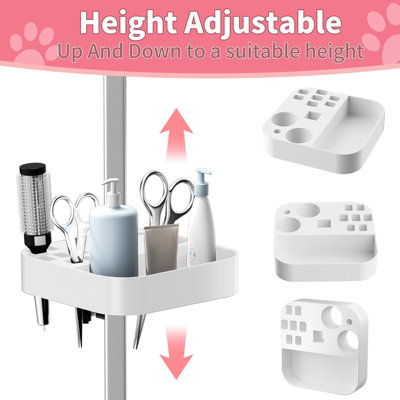 Grande table de toilettage pour chien 36 po, station pour animal pliable à la maison, table de toilettage pour chien, table de séchage pour chat réglable avec accoudoirs, noeuds, plateau en filet (table de toilettage pour animal 36 po rose)