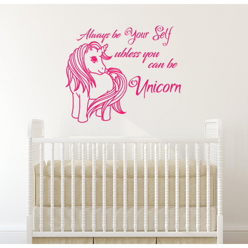 Décalcomanie murale chambre de bébé licorne, Rose vif