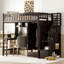 Lit mezzanine double avec bureau, bibliothèque, tiroirs et garde-robe, lit peu encombrant pour enfants et adolescents, blanc-423294390-423294393