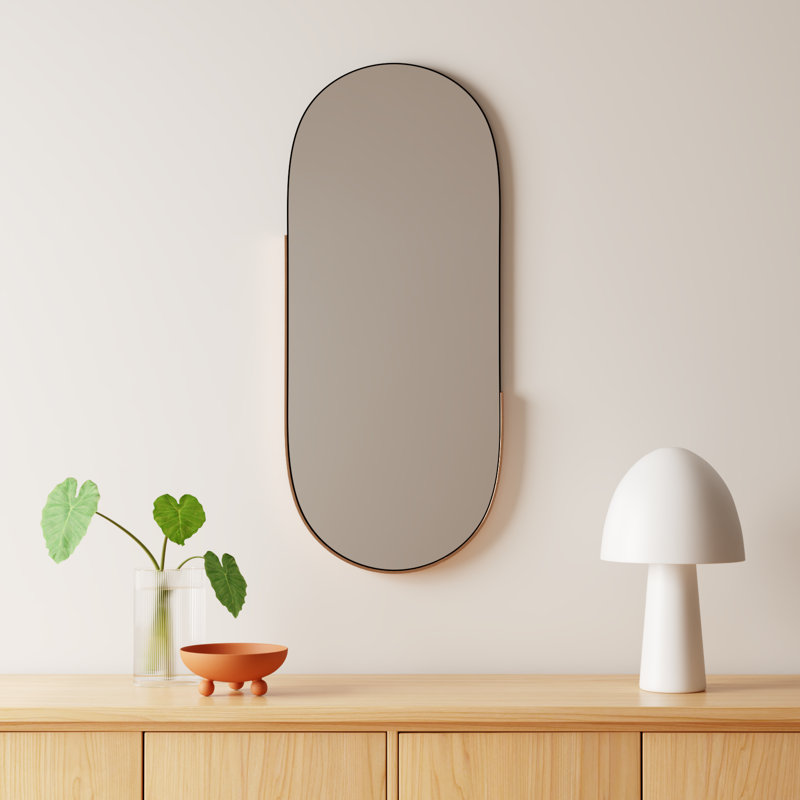 Mantra Stainless Steel Oval Mirror, Rose Gold