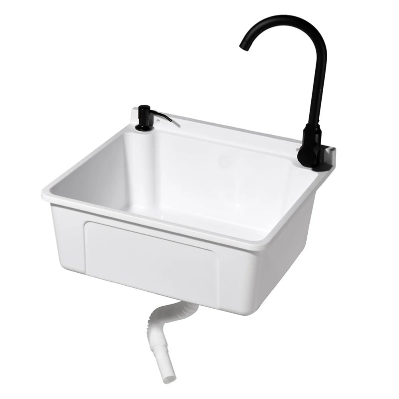 Plastic Wall-Mounted Utility Sink With Wall Bracket, White
