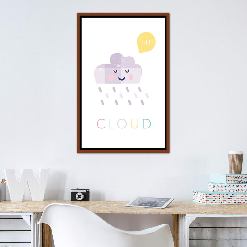 Nuage - reproduction d'impression, H 40 po x l 26 po x P 1,5 po, Pas de tapis, Toile avec cadre brun