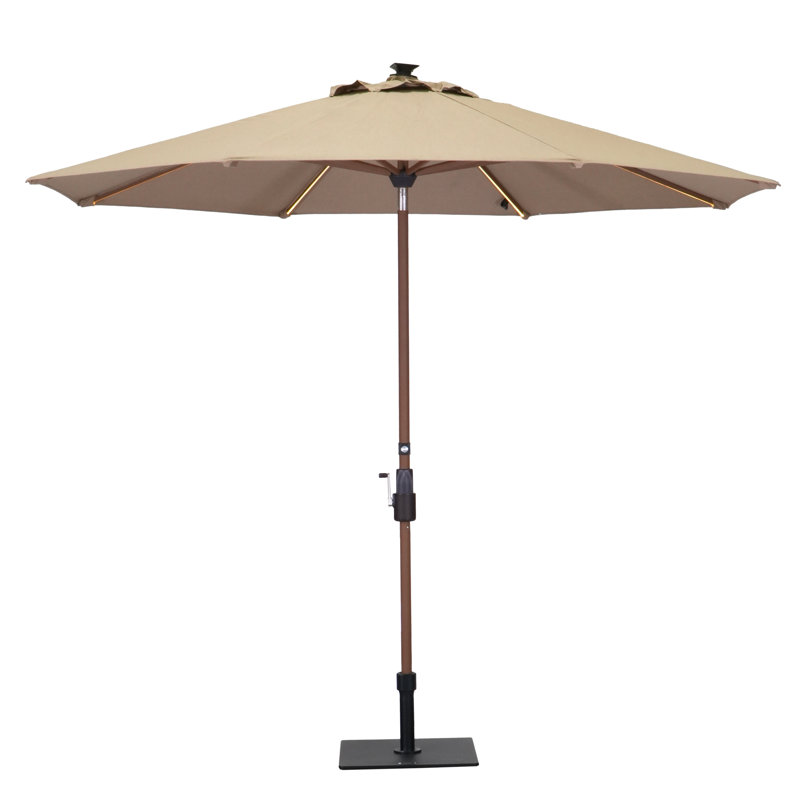Parasol de marché 9 pi solaire 360 degrés, Kaki