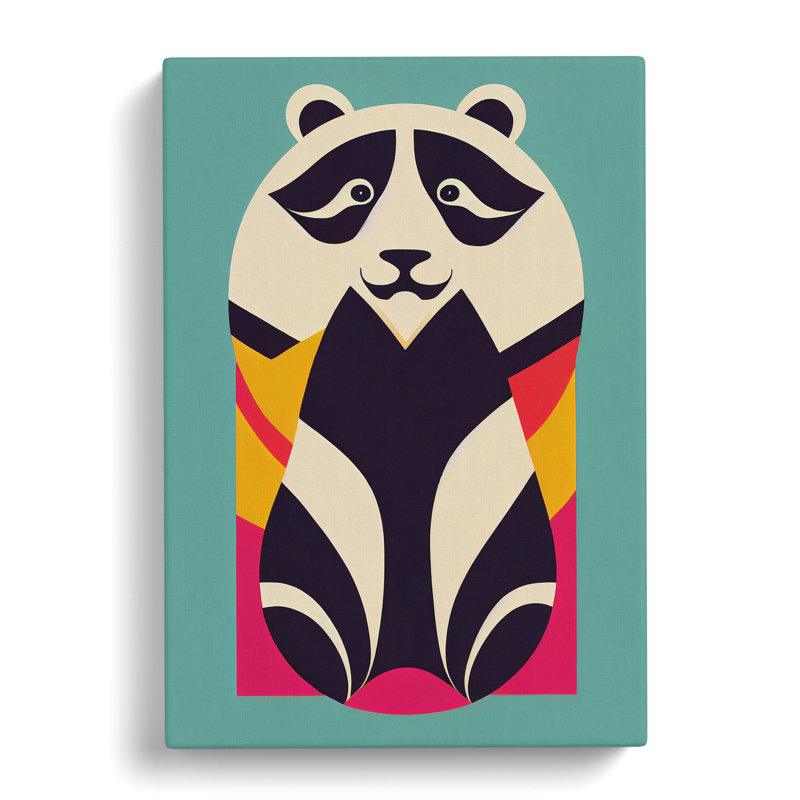 CAN-V0523-1719X Panda Art Deco Design - Wrapped Canvas Print, 76cm H x 50cm W