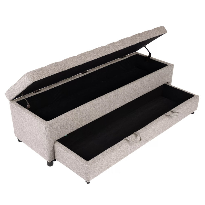 Repose-pieds en tissu texturé, Beige