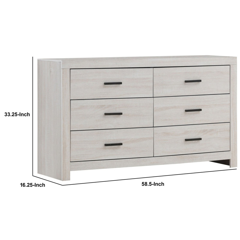 58.1'' W 6 - Drawer Dresser, White