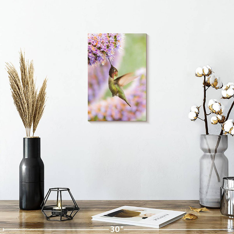 Brampt Feeding Anna Hummingbird, 12" H x 8" W