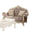 Causeuse Chesterfield 69 po en damas brun et platine-120704762-120704766