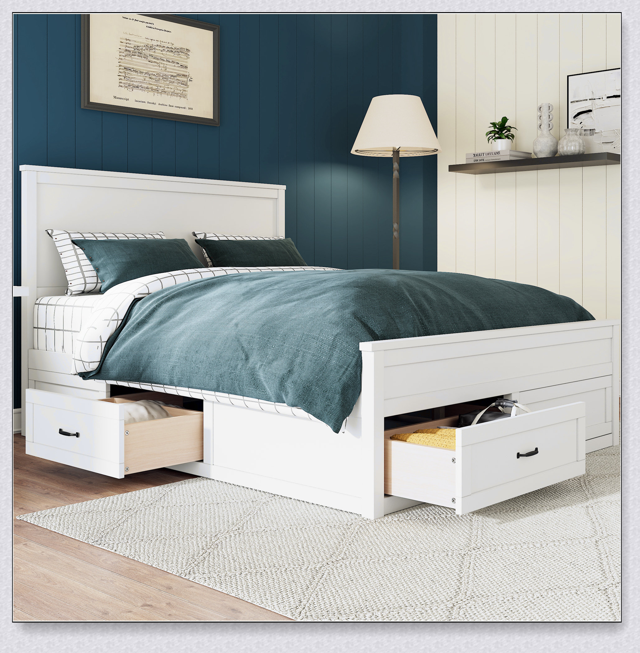 Gracie Oaks Modern Wood Storage Bed Frame With 6 Drawers,Platform Bed ...