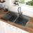 Double Bowl Drop In Sink- 33"X22" Gunmetal Black  Double Bowl Kitchen Sink 16 Gauge With Two 9" Deep Basin