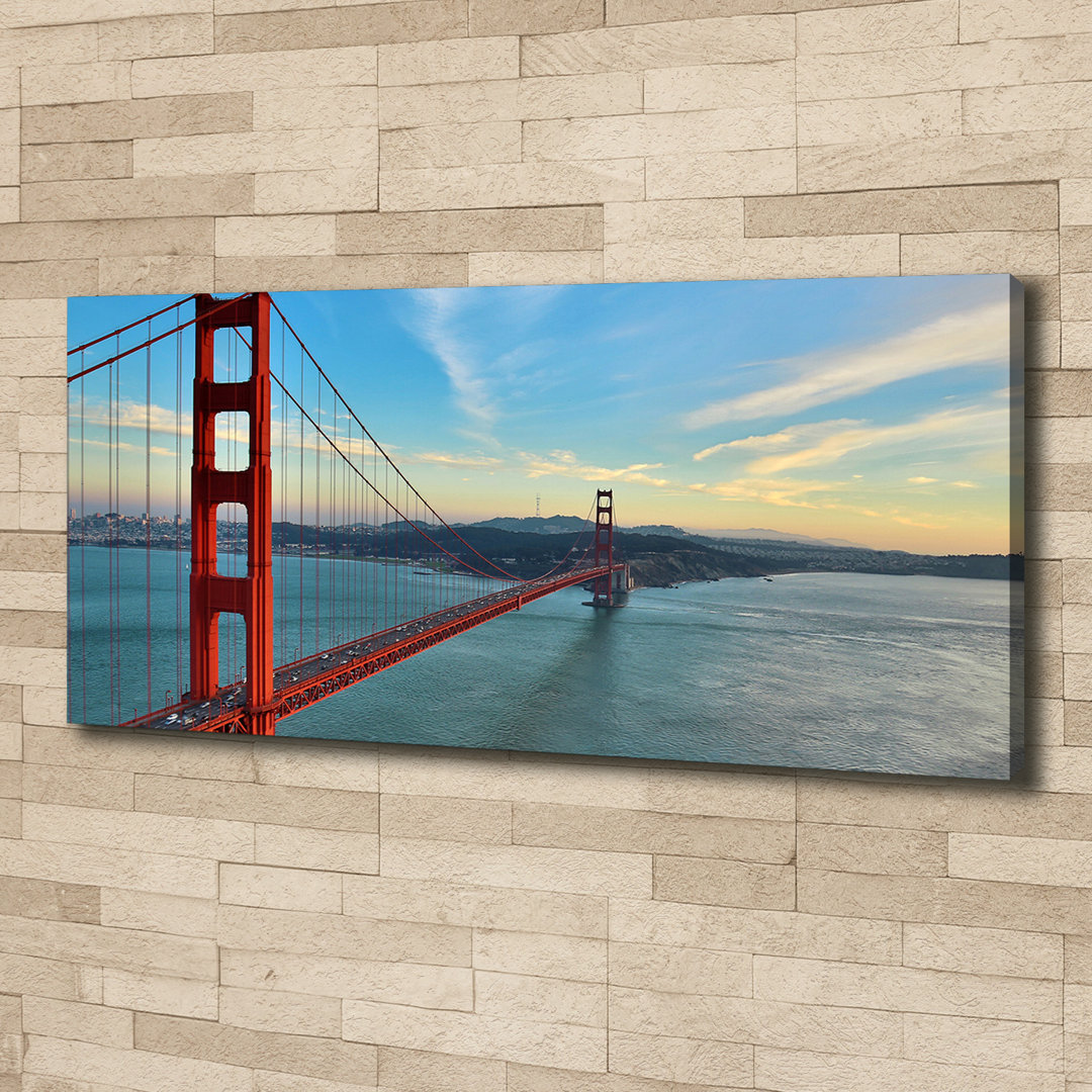 Leinwanddruck - Wandkunst - Drucke auf Leinwand - 125X50 Bildmotiv: San Francisco Brücke