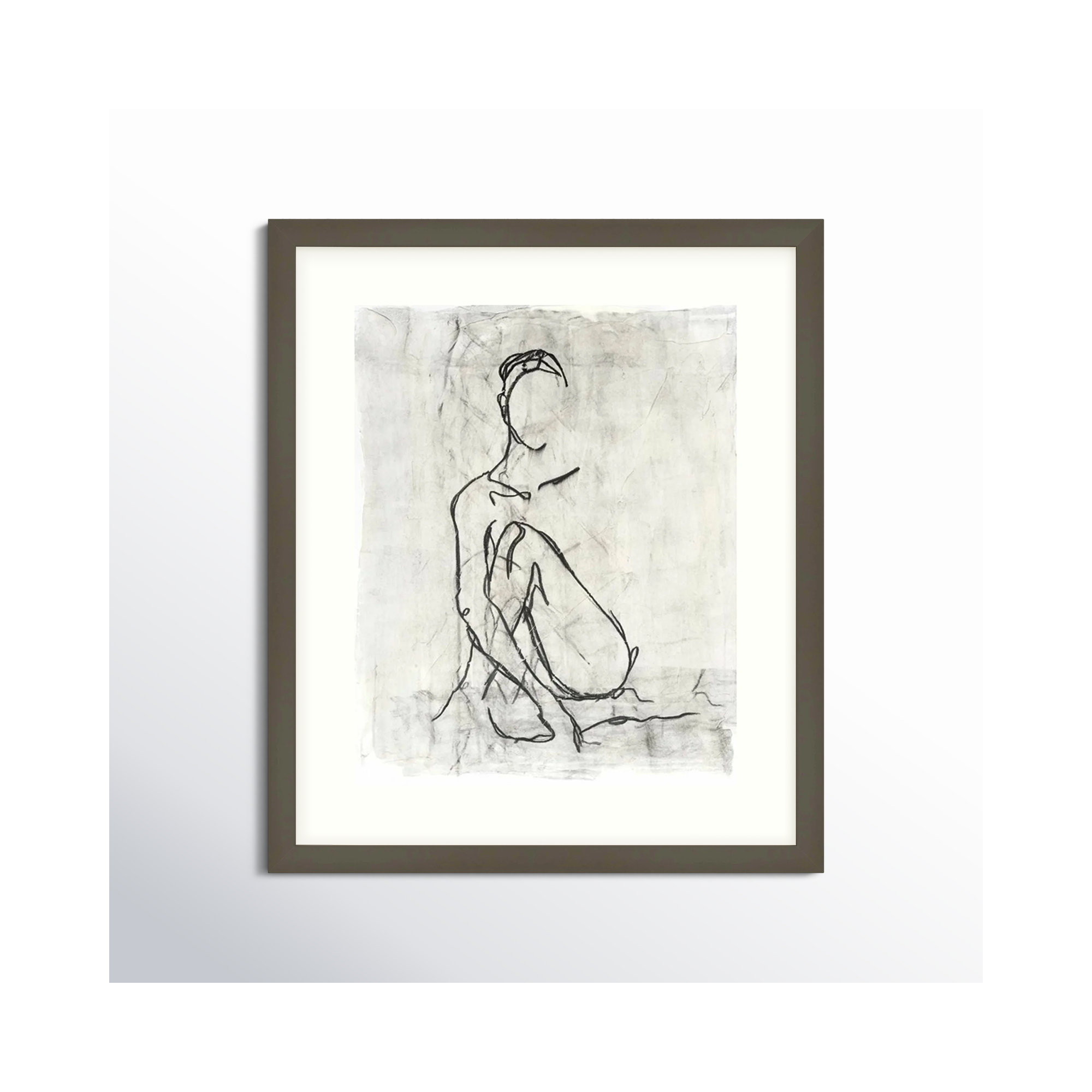 Embellished Nude Contour Sketch II by Ethan Harper, Gray Framed Paper, 20" H x 17" W