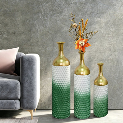 Decorative Metal Vases Set of 3