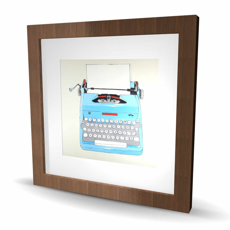Machine à écrire bleue - reproduction encadrée pour la décoration intérieure