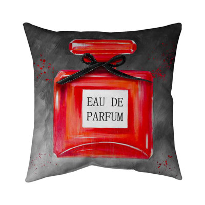 Perfume red bottle - 26"x26" Throw pillow - Poly twill - Print on demand
