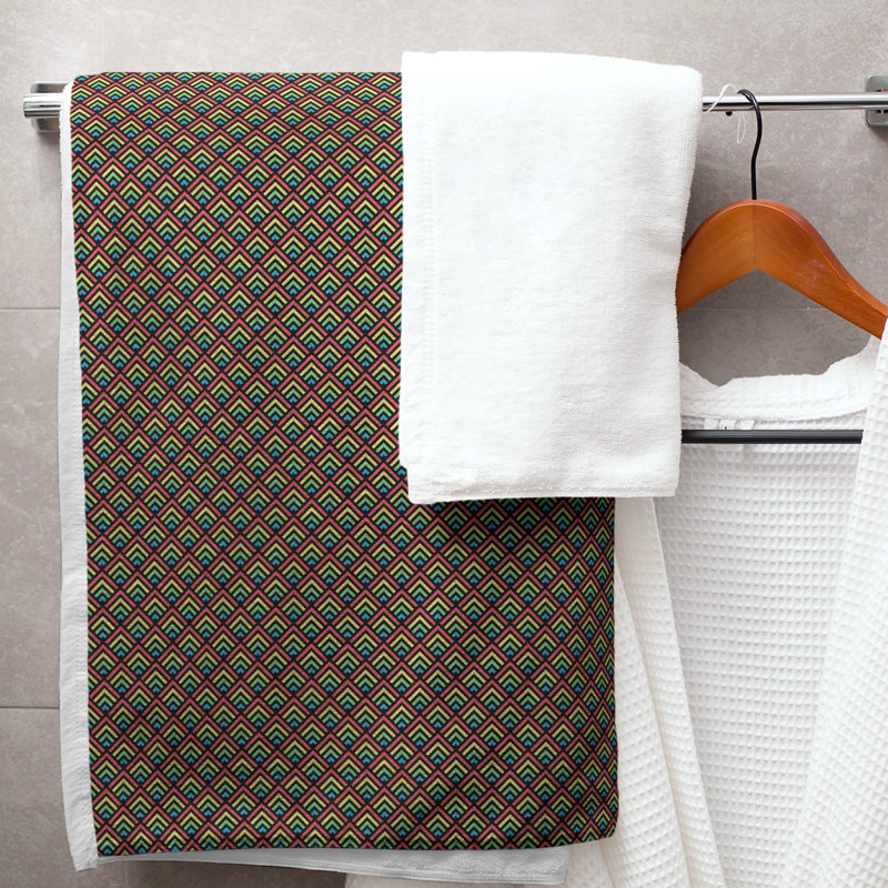 Katelyn Elizabeth Cotton Blend Bath Towel, Black/Rainbow