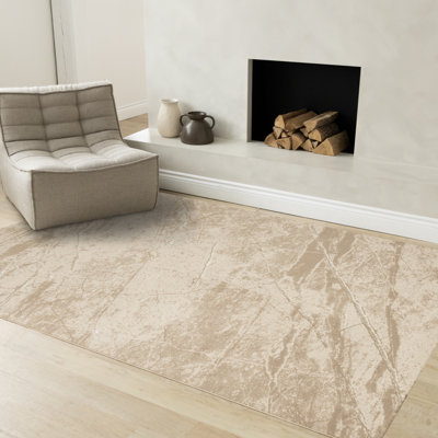 Zen Beige Abstract Machine Woven Area Rug