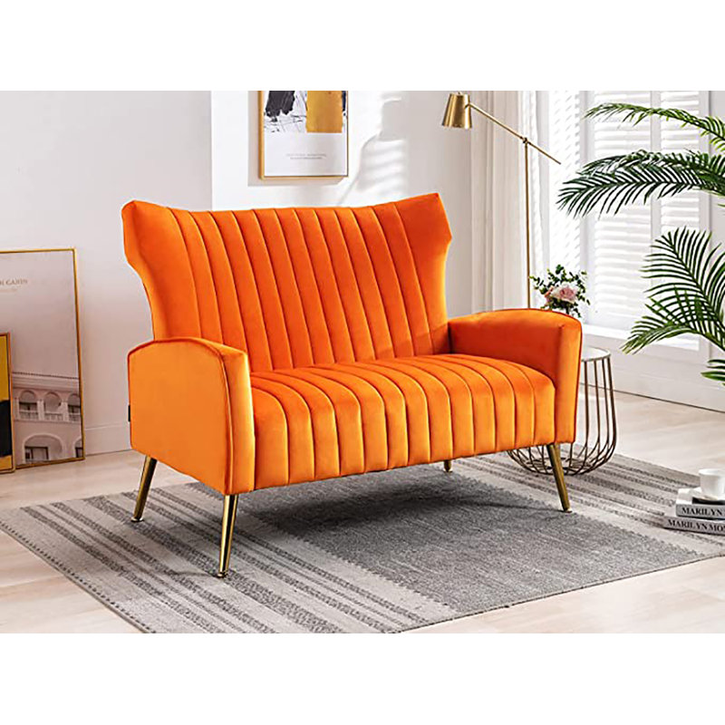Launius Velvet Armchair, Orange Velvet