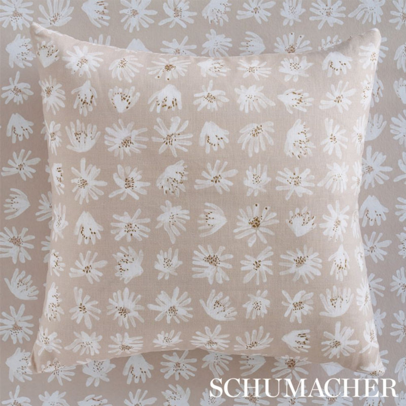 Schumacher x Caroline Z Hurley Meadow Rock Fabric, Natural 