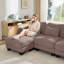 Canapé en forme de U en chenille avec 3 coussins de taille exquise, canapé modulaire surdimensionné à 3 places avec 2 repose-pieds mobiles, conception incurvée ergonomique, canapé modulaire facile à assembler pour le bureau du salon, poussière de rose