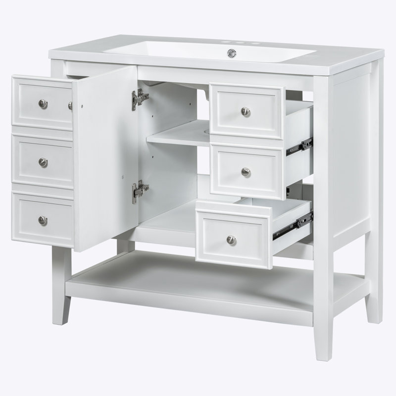 Meuble-lavabo simple 36 po avec comptoir Perrusquia, Blanc
