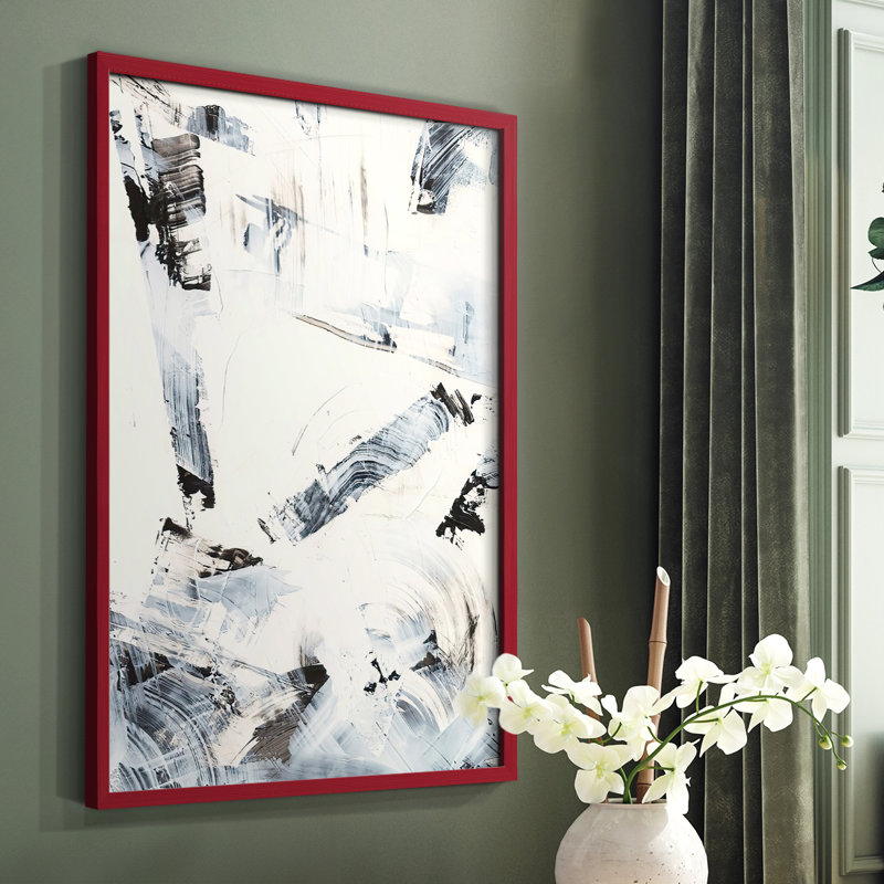 «Fractured Ice II», reproduction encadrée - bois massif, Rouge, H 10 po x l 8 po