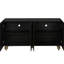 Buffet cannelé avec tablettes réglables - noir pour la maison 4 portes, tablettes de rangement-965469993