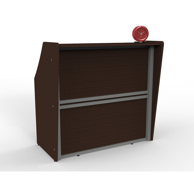 Bureau de réception rectangulaire en stratifié Previlus, Moka
